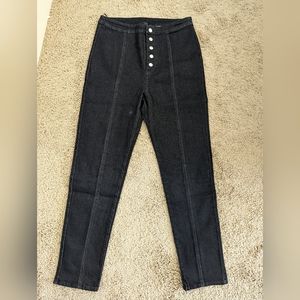 Kittenish Button Black high waist jeans